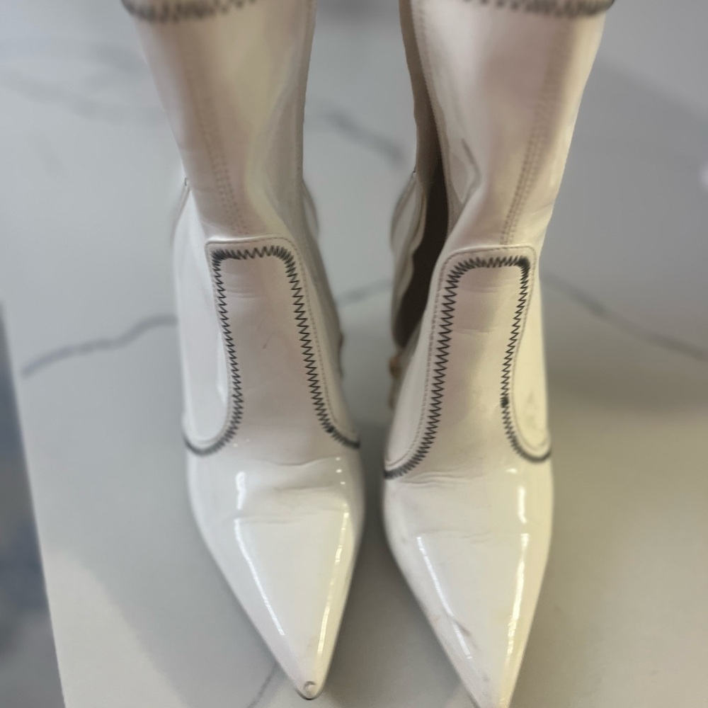 Public Desire White Heeled Boots with Pointed Toe